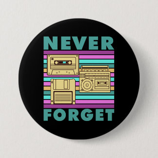 Vintage 80s Cassette Tape Retro Gen X Nostalgia 3 Inch Round Button