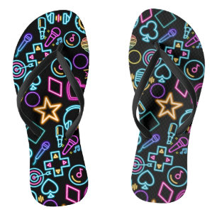 Vintage 80's Neon Light Pattern 01 Flip Flops