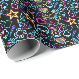 Vintage 80's Neon Light Pattern 01 Wrapping Paper
