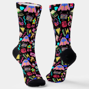 Vintage 80's Pattern 01.w Black BG Socks