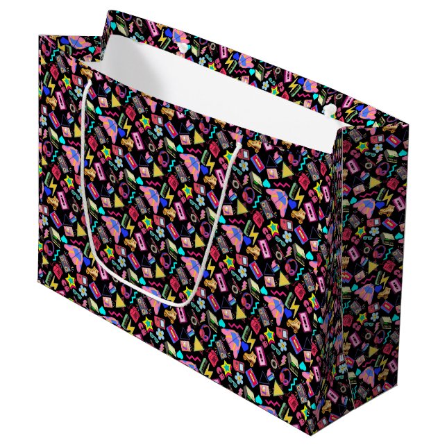Vintage 80's Pattern 01.w Large Gift Bag (Front Angled)