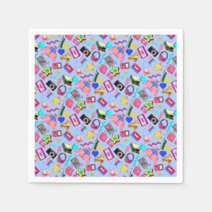 Vintage 80's Pattern 01.w LBlue BG Napkin