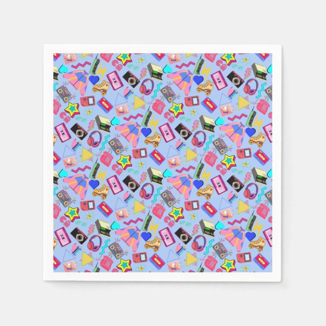 Vintage 80's Pattern 01.w LBlue BG Napkin (Front)