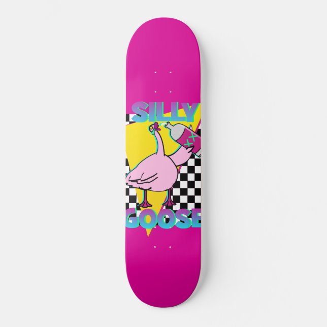 Vintage 80s Silly Goose Pink Skateboard deck (Front)