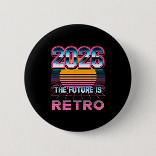 Vintage 80s Style Retro Happy New Year 2026  2 Inch Round Button