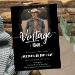 Vintage 80th Birthday  Invitation<br><div class="desc">Vintage any age adult one photo birthday party template. Available as a digital download printable. Custom, personalized, editable download Celebrate a remarkable milestone with his vintage team 80th birthday invitation designed to bring a warm nostalgic touch to your adult birthday celebration. The front features a customizable one photo layout perfect...</div>