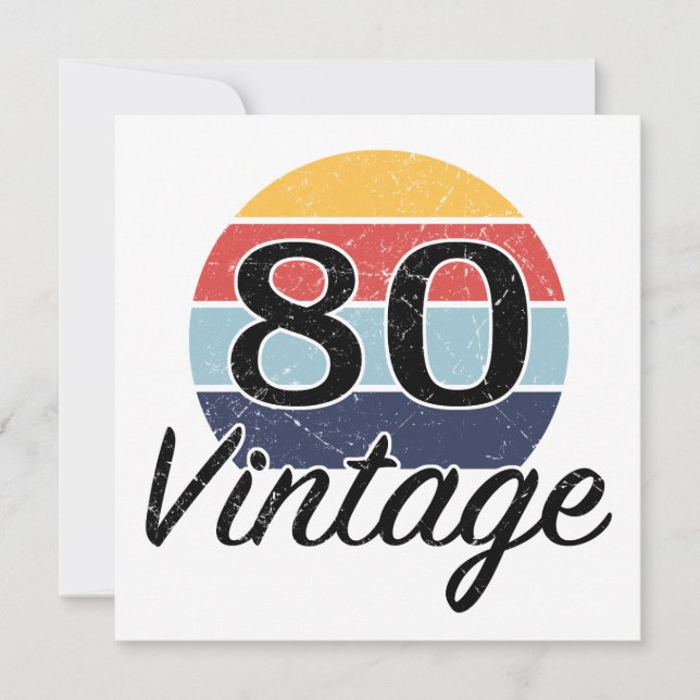 Vintage 80th Birthday Sunset Card (Front)