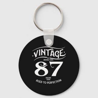 Vintage 87 Amazing Years Funny 87th Birthday Perfe Keychain