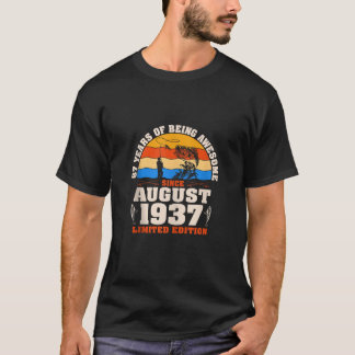 Vintage 87th Birthday 87 Year Old Fishermen Born A T-Shirt