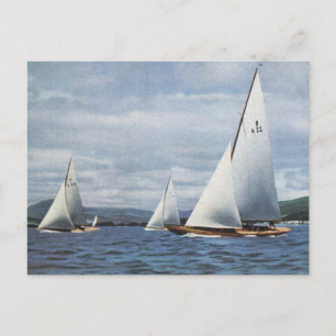 Vintage 8 metre yachts off the Isle of Wight Postcard