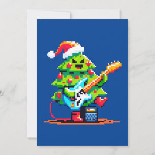 Vintage 8Bit Christmas Tree Musical Holiday Design Card