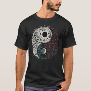 Vintage 90 s Minimalist Retro Hand Drawn Yin Yang T-Shirt