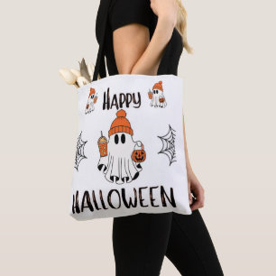 Vintage 90s Boo Pumpkin Halloween Spooky Season Tote Bag