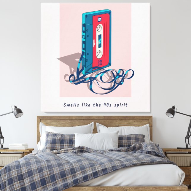 Vintage ’90s Cassette Tape Canvas Print (Insitu(Bedroom))