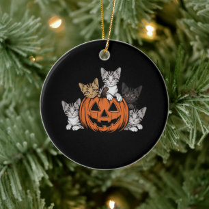 Vintage 90s Cat Halloween Retro Spooky Season Ceramic Ornament