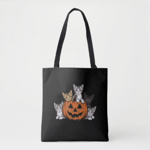 Vintage 90s Cat Halloween Retro Spooky Season Tote Bag