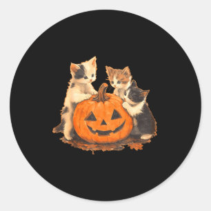 Vintage 90s Cat Halloween Soky Season Black Cat Ki Classic Round Sticker