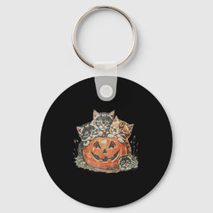 Vintage 90s Cat Halloween Soky Season Pumpkin Cat Keychain