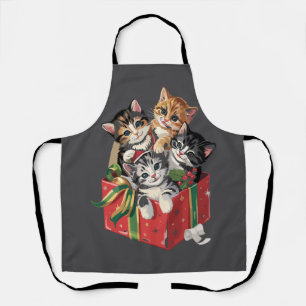 Vintage 90s Cat Lover Christmas Retro Cats Xmas Apron