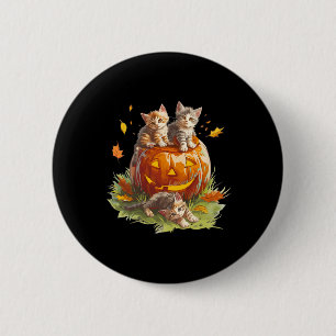 Vintage 90s Cat Pumpkin Halloween For Men Women Bo 2 Inch Round Button