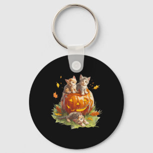 Vintage 90s Cat Pumpkin Halloween For Men Women Bo Keychain