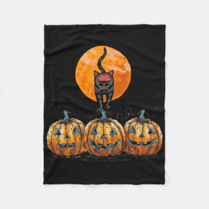 Vintage 90s Cat Pumpkin Halloween Retro Floral Spo Fleece Blanket