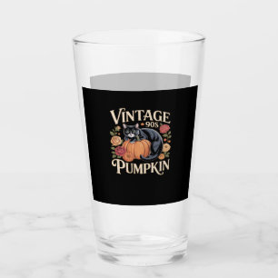 Vintage 90s Cat Pumpkin Halloween Retro Floral Spo Glass