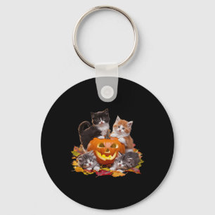 Vintage 90s Cat Pumpkin Halloween Retro Floral Spo Keychain