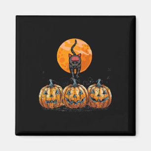 Vintage 90s Cat Pumpkin Halloween Retro Floral Spo Magnet