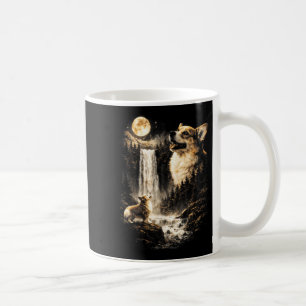 Vintage 90s Corgi Howling to The Moon Funny Corgi Coffee Mug