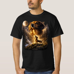 Vintage 90s Dachshund Howling at The Moon Wiener T-Shirt