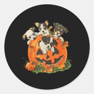 Vintage 90s Dog Retro Pumpkin Puppies Halloween Do Classic Round Sticker