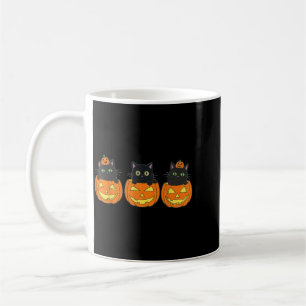 Vintage 90s Halloween Pumpkin Black Cat Spooky Art Coffee Mug