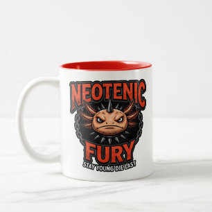 Vintage 90s Heavy Metal Axolotl Band Tour Parody Two-Tone Coffee Mug