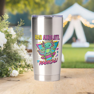 Vintage 90s style Axolotl Skateboard Rad neon Insulated Tumbler