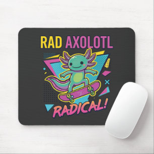 Vintage 90s style Axolotl Skateboard Rad neon Mouse Pad