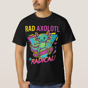 Vintage 90s style Axolotl Skateboard Rad neon T-Shirt