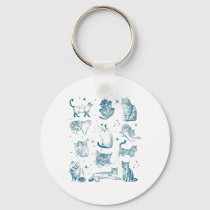 Vintage 90s Tattoo Cat Retro Kitten Nature Cat Lov Keychain