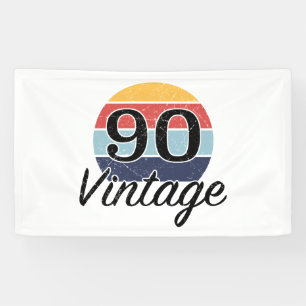 Vintage 90th Birthday Sunset Banner