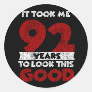 Vintage 92 Years Old Funny 92nd Birthday Gift Classic Round Sticker