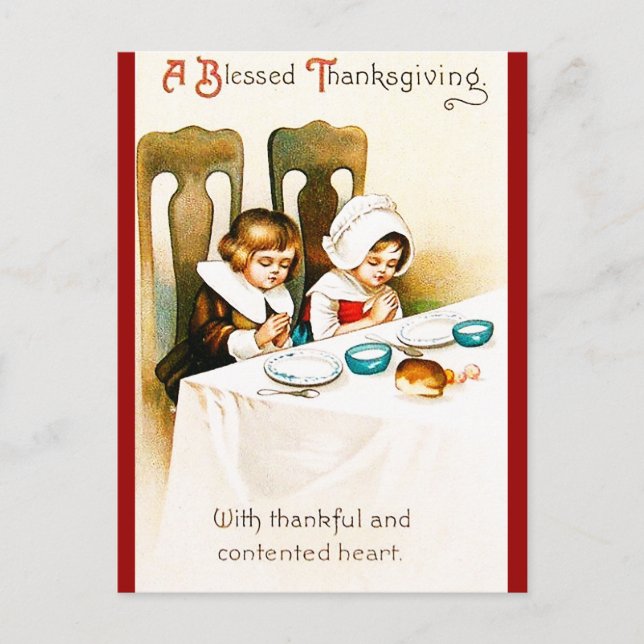 Vintage A Blessed Thanksgiving Holiday Postcard (Front)