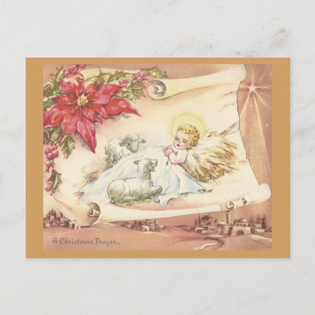 Vintage A Christmas Prayer Holiday Postcard (Front)
