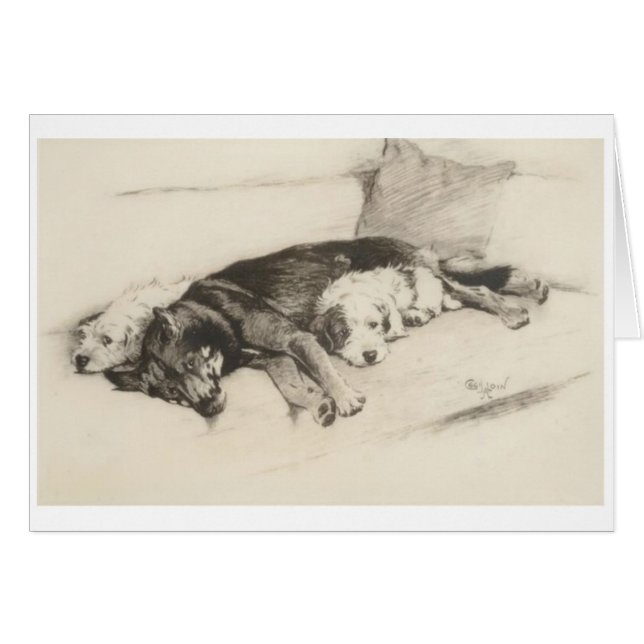Vintage - A Cozy Trio of Dogs, (Front Horizontal)