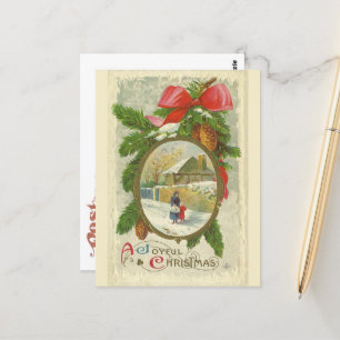 Vintage A Joyful Christmas Walk with Mother Postcard