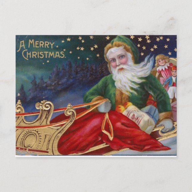 VINTAGE A MERRY CHRISTMAS DESIGN HOLIDAY POSTCARD (Front)