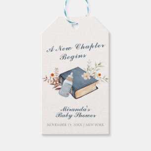 Vintage A New Chapter Book Bottle Baby Shower  Gift Tags
