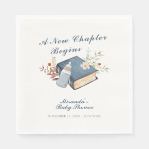 Vintage A New Chapter Book Bottle Baby Shower  Napkin