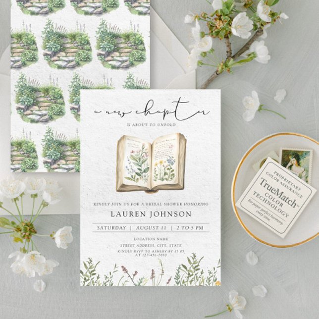 Vintage A New Chapter Wildflowers Bridal Shower  Invitation (Creator Uploaded)