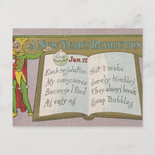 Vintage : A new year's resolution - Holiday Postcard