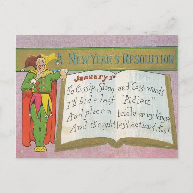 Vintage : A new year's resolution - Holiday Postcard (Front)